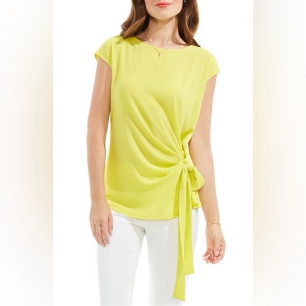 Vince Camuto mixed-media Side Tie Top/XS